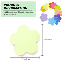 Sticky Notes, Self Sticky Post Notes, Bright Colorful Creative Sticky Tabs for Reminders Office School Home 2.75 x 2.75 Inch 50 Pieces/Pad 600 Sheet Flower