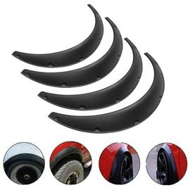 BLACKHORSE-RACING 4PCS Universal Fender Flares 2"/50mm Wide Body Kit Wheel Arches Durable PU