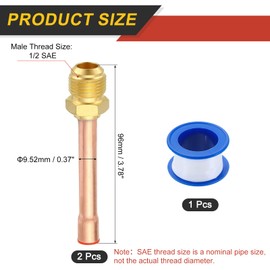 sourcing map Brass Pipe Fitting, 1/2 SAE Male Thread x 3/8" OD Flare Connector with Copper Tube for HVAC System Air Conditioner Refrigeration
