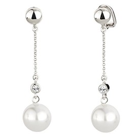 Traveller Women's Hanging Ear Clip 12 mm Pearl White, Pearl