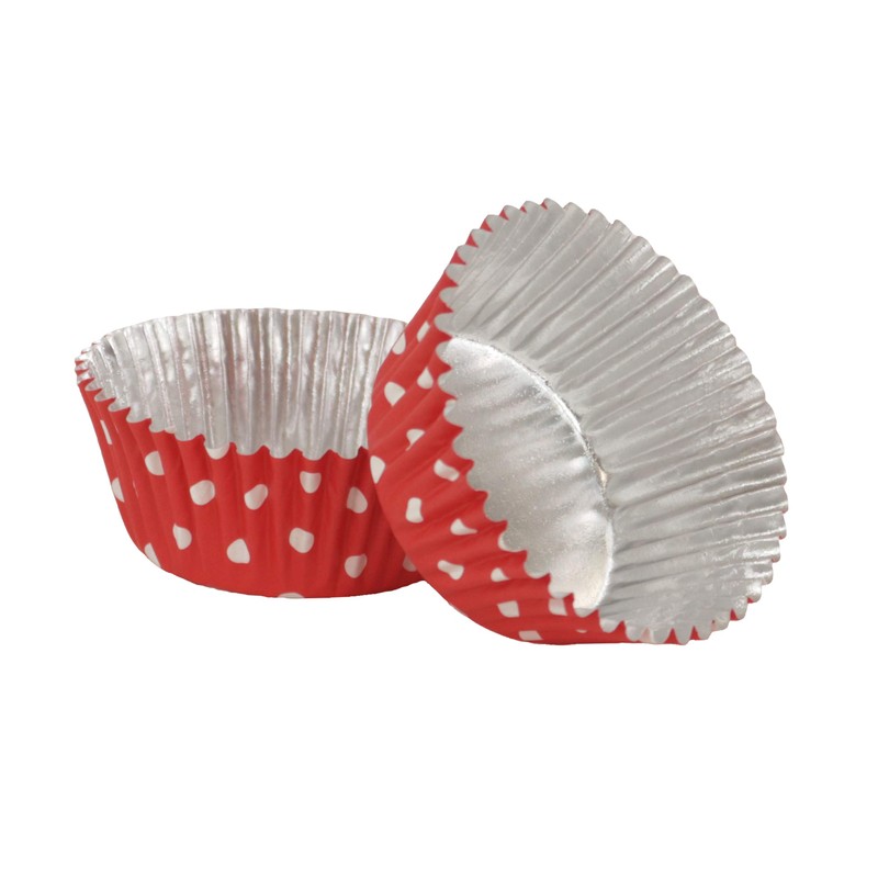 PME Red Polka Dot Cupcake Cases, Foil Lined, Pk/30, BC820