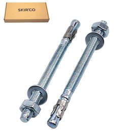 SKIR'CO Pack of 10 Galvanised Wedge Anchors M10 x 130 mm Metal Dowel Anchor Bolts Masonry Anchor Concrete Anchors