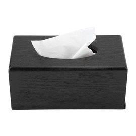 Tissue Box, Tissue Dispenser Black Wood, Tissue Box Cover, Rectangular Tissue Box, Natural Elegance, Cosmetic Tissues Box Made of Wood for Living Room, Bedroom, Kitchen (Black)