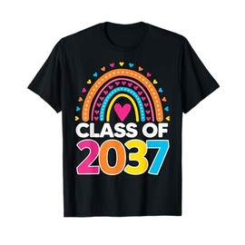 Class of 2037 First Day of School Rainbow Girls Kindergarten T-Shirt