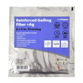 Cardinal Health™ Reinforced Alginate Silver Gelling Fiber Dressing, 6 x 6IN, Case of 10 Boxes of 5