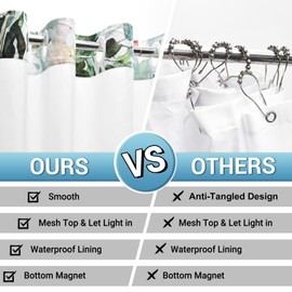 WITHLOC No Hook Shower Curtain with Snap in Liner - Eucalyptus Shower Curtain - Washable Waterproof Inner Liner, Plants Sage Green Leaves Modern Shower Curtains - Machine Washable, 71 x 74