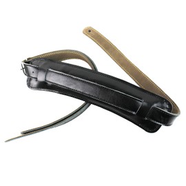 Walker And Williams C-19-BB Black On Black Premium Soft Grain Leather Vintage Pad Strap For Acoustic, Electric, And Bass Guitars