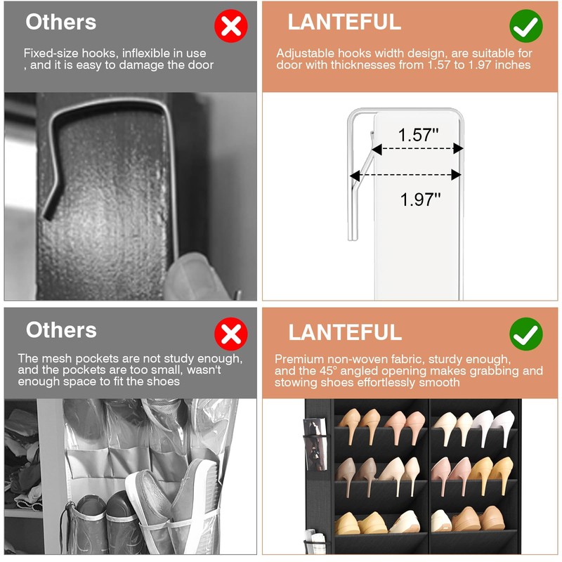 LANTEFUL Over the Door Shoe Organizer, Hanging Shoe Rack for