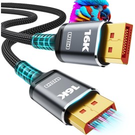16K 8K DisplayPort Cable 2.1, VESA Certified 16K DP Cable 1.5FT 3.3FT 5FT 6.6FT 10FT 16FT 20FT Lengths for Selection, 16K@60Hz, 8K@120Hz, 4K@240Hz 165Hz 144Hz Support 80Gbps HDR, HDCP DSC 1.2a (3.3FT)