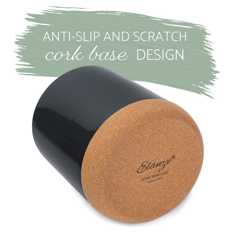 Elanze Designs Glossy X-Large Ceramic Stoneware Cork Bottom Kitchen Utensil