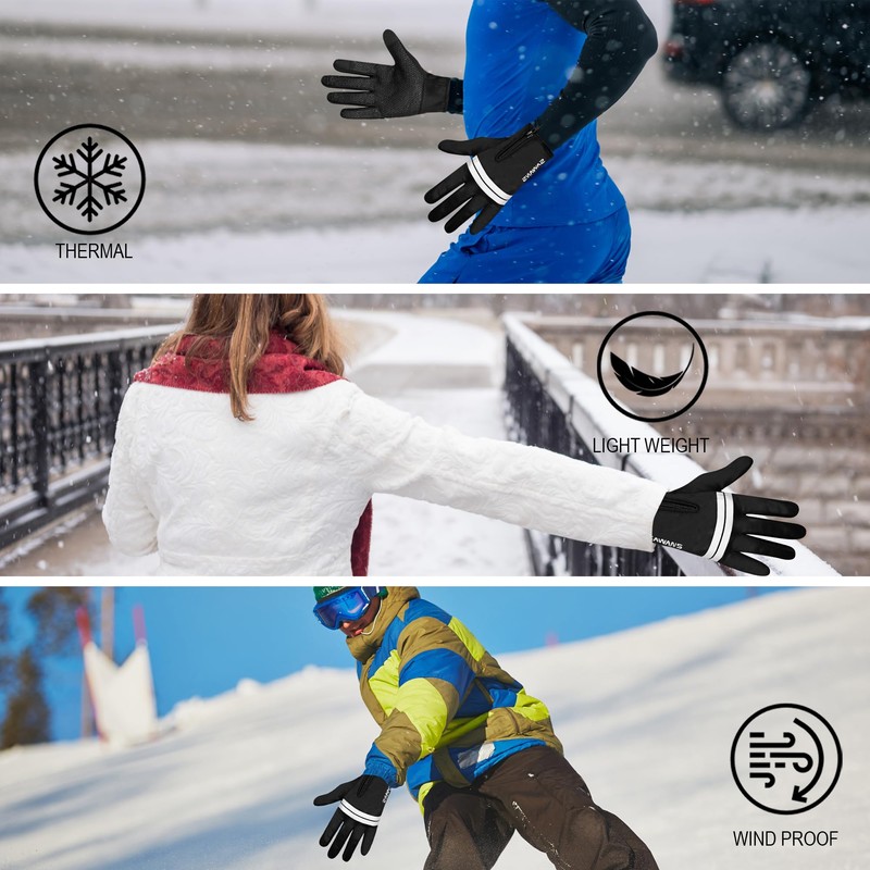 SAWANS Winter Warm Gloves for Men Women, Outdoor Windproof Touchscreen