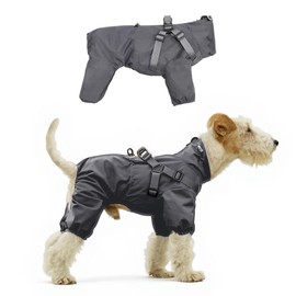 MAQILO Premium Small Dog Raincoat with Built-in Harness - Waterproof, Windproof & Reflective Suit for Small and Medium Dogs (up to 25lbs), Easy Zipper & Adjustable Fit for Walks, Hiking