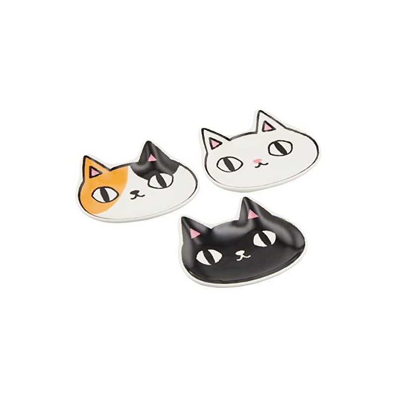 Ceramic Indigo Face Small Plate, Set of 3, Cat 3