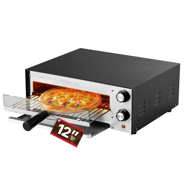 VEVOR Electric Pizza Oven, 12-inch Countertops Pizza Ovens, 572°F Max