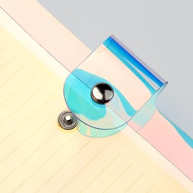 Laser A4 Binder Soft PVC Budget Binder 4-Ring Refillable Planner Binder Cover with Snap Button Closure Round Ring Loose Leaf Folder for Traveler Planner Diary Pages (Laser)