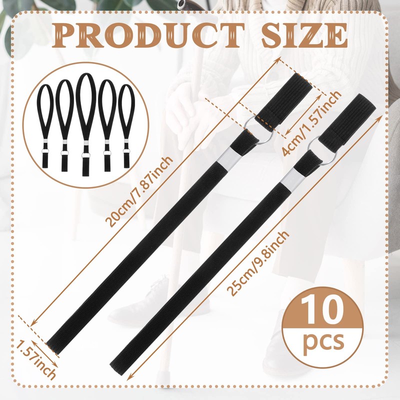 Rtteri 10 Pieces Walking Canes Wrist Straps Cane Accessories Stretchable