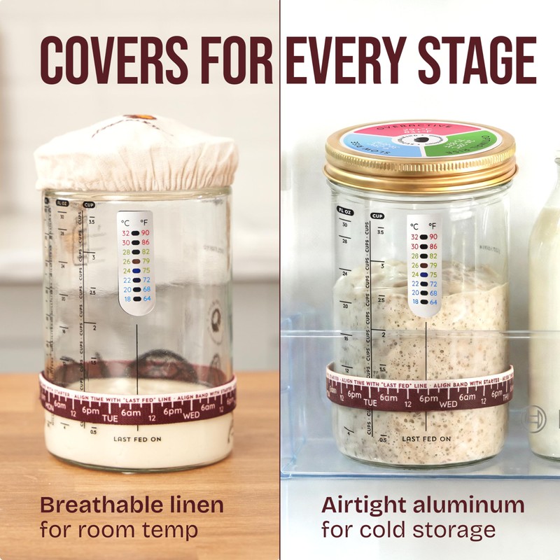 Superbaking Sourdough Starter Jar, Beginner Sourdough Starter Kit, 34oz Wide