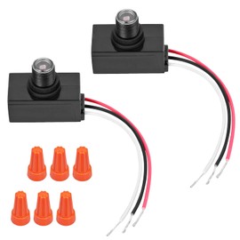 Dusk to Dawn Sensor 2 Packs, Photocell Light Sensor for Outdoor Lighting, 120-277V Photoelectric Switch Replacement with Wire Caps, Hard-Wired Post Eye Light Control Sensor for Post Lamp, Flood Light