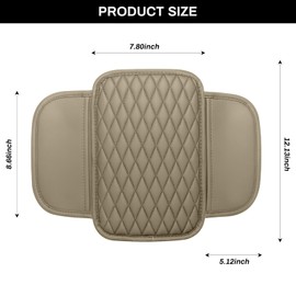 Car Center Console Cover, Upgraded Microfiber Leather Car Arm Rest Cover with 2 Storage Bags, Universal Armrest Cover for Car Storage Box Car Interior Accessories Protector for Most Vehicle-Beige