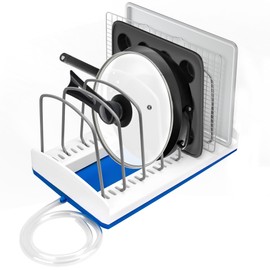 Adjustable Bakeware Rack,Cookie Sheet Baking Pan Tray Organizer for Kitchen Countertops, Kitchen Cabinet and Pantry Storage,Cutting Board Organizer Rack,Cabinet Organizer,Standard, White