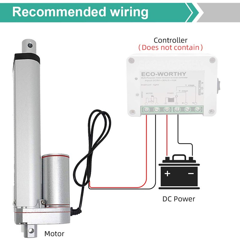 ECO-WORTHY Linear Actuator 12V, 12" 300mm Stroke, IP54 Waterproof Heavy