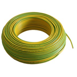 Wire cable, wiring cable, grounding cable, single wire, flexible, PVC cable, H07 V-K 6 mm², colour: yellow/green, 5 m/10 m/20 m/25 m/30 m/50 m/100 m, freely selectable (10 metres)