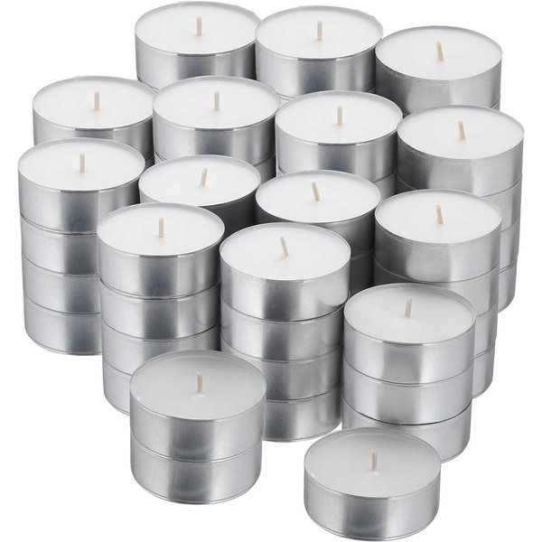 Tea Light Candles 8 Hour Long Burning Time White Unscented.