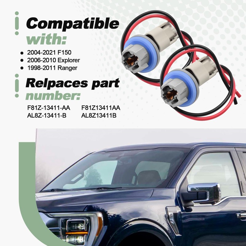 2 Set Rear License Plate Light Socket with Wiring Plug