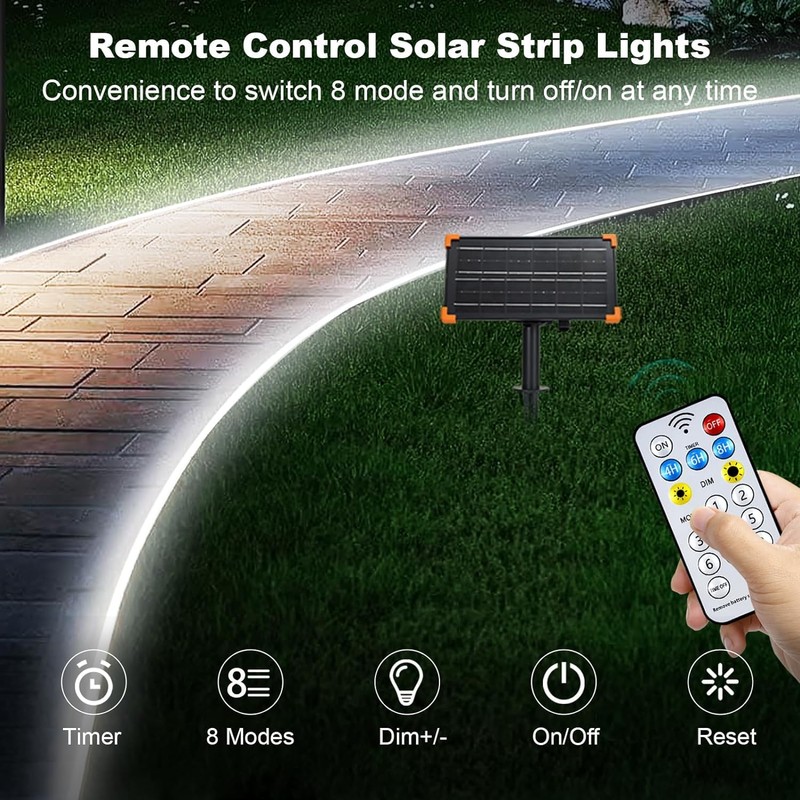 50Ft Solar Strip Lights Outdoor, Waterproof LED Light Strip Auto