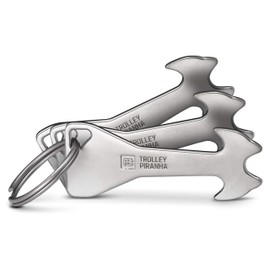 FABACH Piranha Trolley Remover Made of Metal in Silver – Shopping Trolley Token Key Fob – Shopping Chip for Shopping Trolley – Removable Chip – No Staying in the Deposit Lock