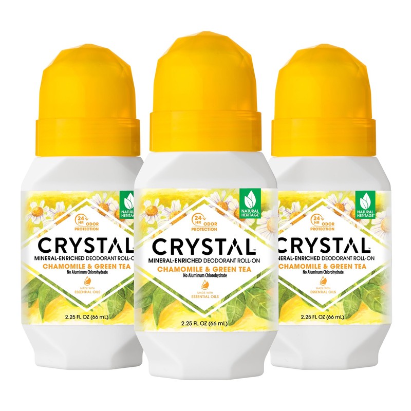 CRYSTAL Mineral Deodorant Roll-On- Body Deodorant With 24-Hour Odor Protection,