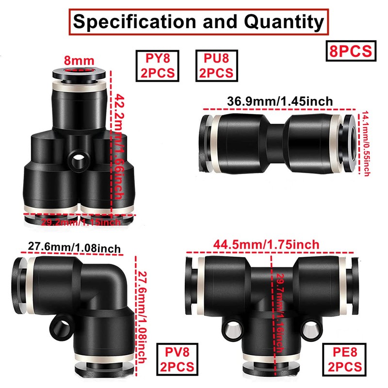 HUAZIZ Black 8 mm OD 5 mm ID Polyurethane PU
