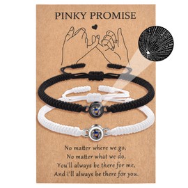 MANVEN Partner Bracelets Couples Gifts Projection of 100 Languages of I Love You Matching Couple Bracelet Amulet for Friends Girlfriends Husbands Wives Valentine's Day, Nylon, No gemstone