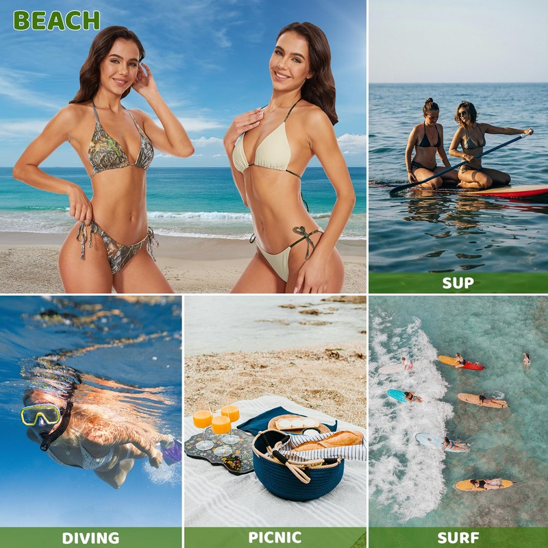 Jonathan Swim Women Camo Bikini Sets with Padded Top Tie