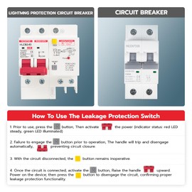 HCOVTXR 120V-240V Circuit Breaker with Leakage Protection,32 Amp RCBO and Surge Protector Breaker,DIN Rail Mount Ground Fault Circuit Breaker for Residential Industrial Outdoor