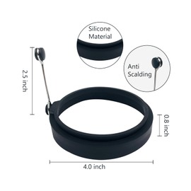 YOLCAR Black Silicone Egg Ring, 4 Pack Egg Ring Molds for Fried Egg, Non-stick Egg Cooker Ring