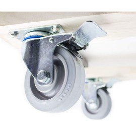 Rk Safety Dolly Cart, 30"X17" Hardwood Rubber End Caps Dolly, 1200lbs Capacity Rubber Dolly with Break 5" inch 4 Wheel