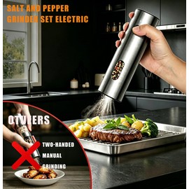 Electric Salt and Pepper Grinder Set, Rechargeable Stainless Steel with USB-C Dual Charging Base, Upgraded Large Capacity, Adjustable Coarseness & Bright LED Light, Kitchen Essentials