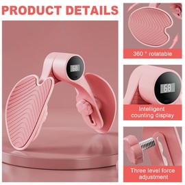 Hengrongshen Thigh Trainer, Pink Leg Press for Home, Intelligent Counting, Three Speed Adjustment, Pelvic Floor Trainer, Ideal for Buttocks, Leg Press and Pelvic Floor Training