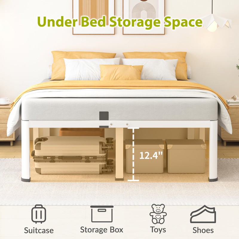 14 Inch Full Bed Frame, Metal Platform Bed Frame with