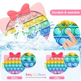 OPVYAEU Pop Bubble Fidget Toy Set, Relief Anxiety Autism, Anti-Stress Toy, Rainbow, Pink Cat, Children's Birthday Party Favours for Children and Adults