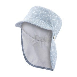 Sterntaler Peaked Cap Neck Whales – Boys Hat with Neck Protection – UV Protection 50+ Sun Hat – Summer Hat Made of Cotton – Baby and Children's Headgear – Batiste Lining (Organic), Sky, 55