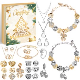 Advent Calendar Girls Jewellery 2024, Christmas Calendar Jewellery Gift for Children Teenagers Women, 24 Filling Advent Calendar Jewellery Crafts Girls Charm Bracelet Kit Christmas Gifts