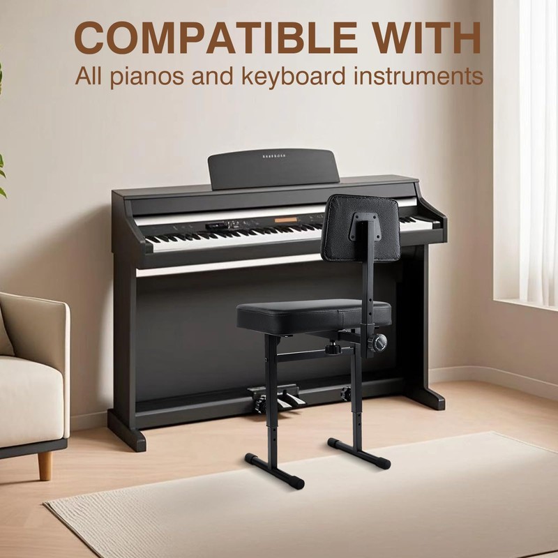 MoyRetty Adjustable Piano Bench with Back, Keyboard with Backrest, Adjust