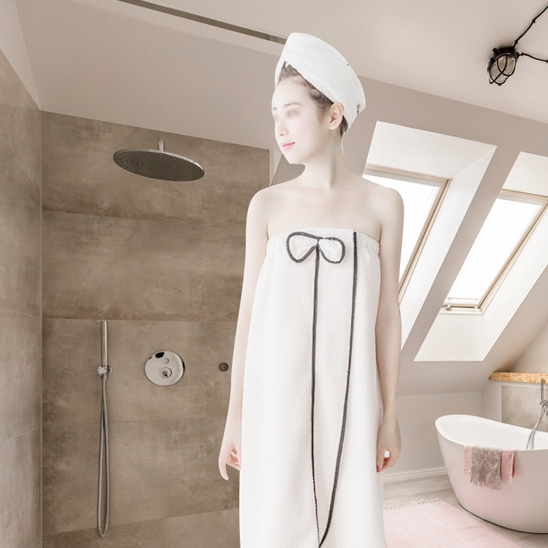 3pcs Women Bath Body Wrap Set Towel Bathrobe Hair Drying