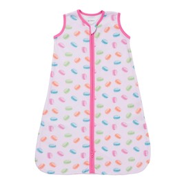 LollyBanks Sleep Sack, 100% Cotton Sleep Sacks 0.5 TOG Lightweight, 2-Way Zipper Baby Sacks for Girls, 0-6 Months Newborn Sleeper, Baby Girl Essentials (Macarons Print)