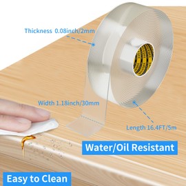 MILEQEE Clear Edge Protector Strip, 1.18in x 16.4FT, Sharp Edge Wrap Cover Tape, Self Adhesive Protective Bumper Guards for Cabinet Door Desk Glass Table Bed Furniture, Kitchen Countertop, Waterproof