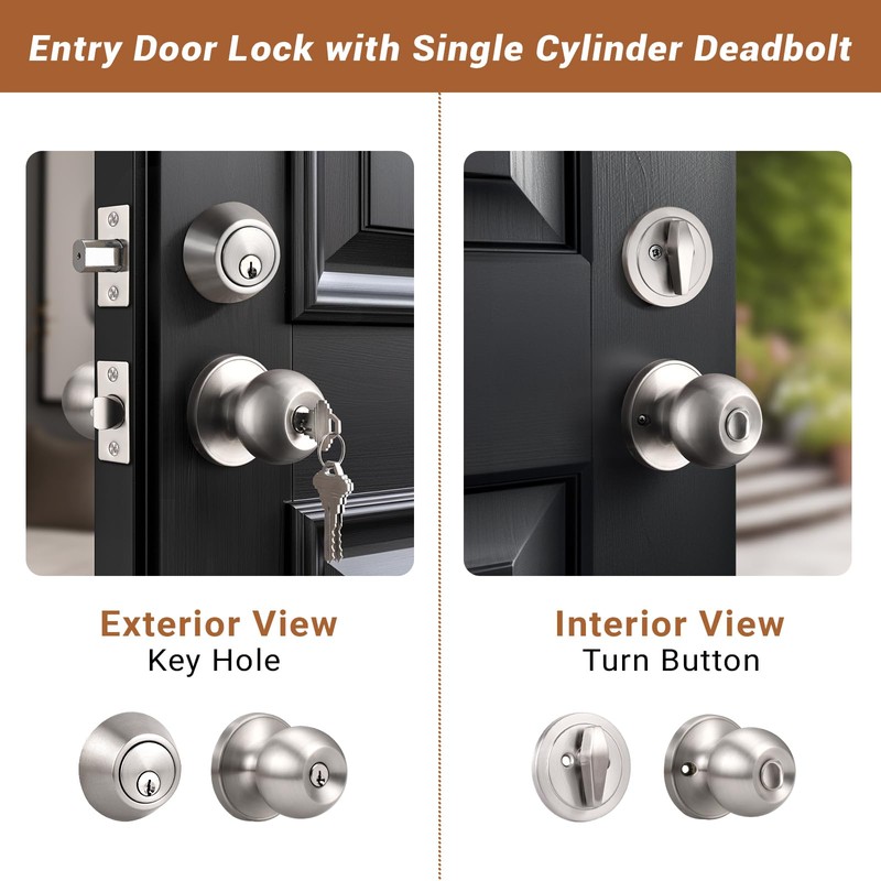 Knobonly 6 Set Keyed Same Entry Door Knob with Single