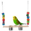 Bird Feeding Dish Cups with Parrot Perch Swing Natural Colorful