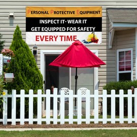 Vinyl Banner Sign Personal Protective Equipment Safety Marketing Advertising Black - 36inx72in, 6 Grommets, Set of 2